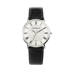 CLASSIQUE - QUARTZ - STÅL & SVART LÄDER