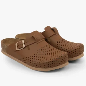 Edita dam läder clogs - brun