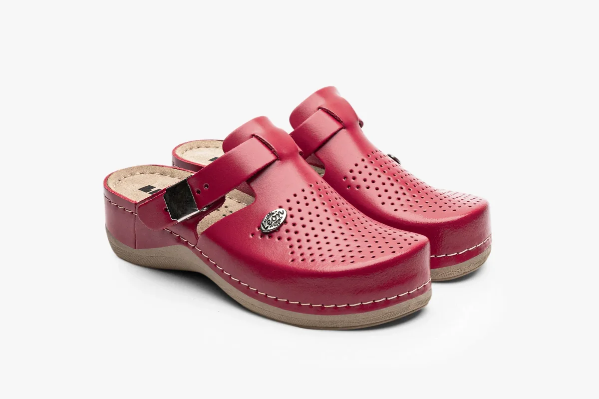 Lana clogs i läder för dam - röd - Bild 2