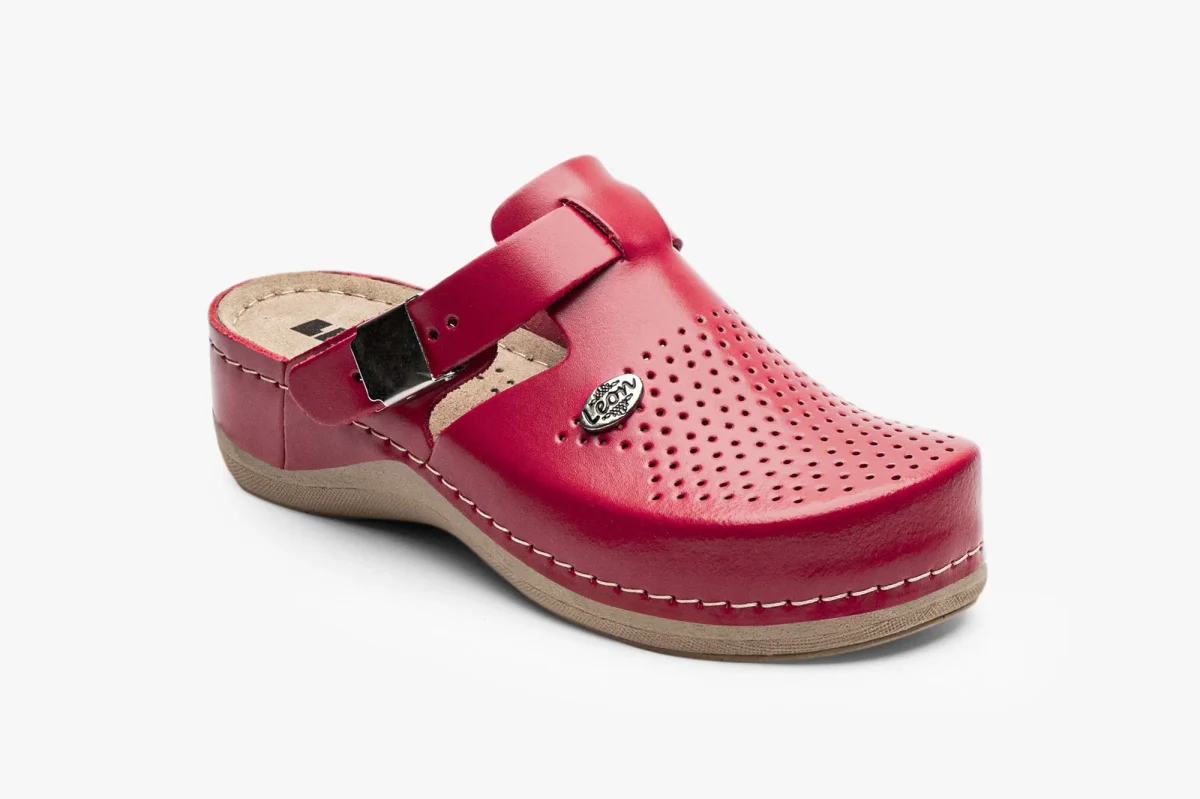 Lana clogs i läder för dam - röd - Bild 3
