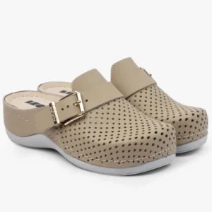 Pure damclogs i läder - beige