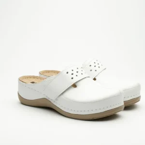 Lara dam läder clogs - vit