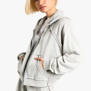 boohoo Dam Dekonstruerad OverStorlekd Hoodie | Ice Grey | Storlek XS