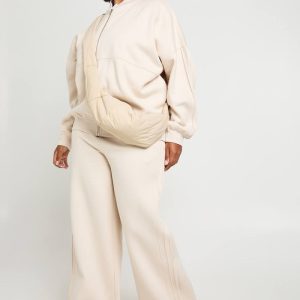 boohoo Dam Plus Pintuck Videbenta Joggers | Écru | Storlek 48