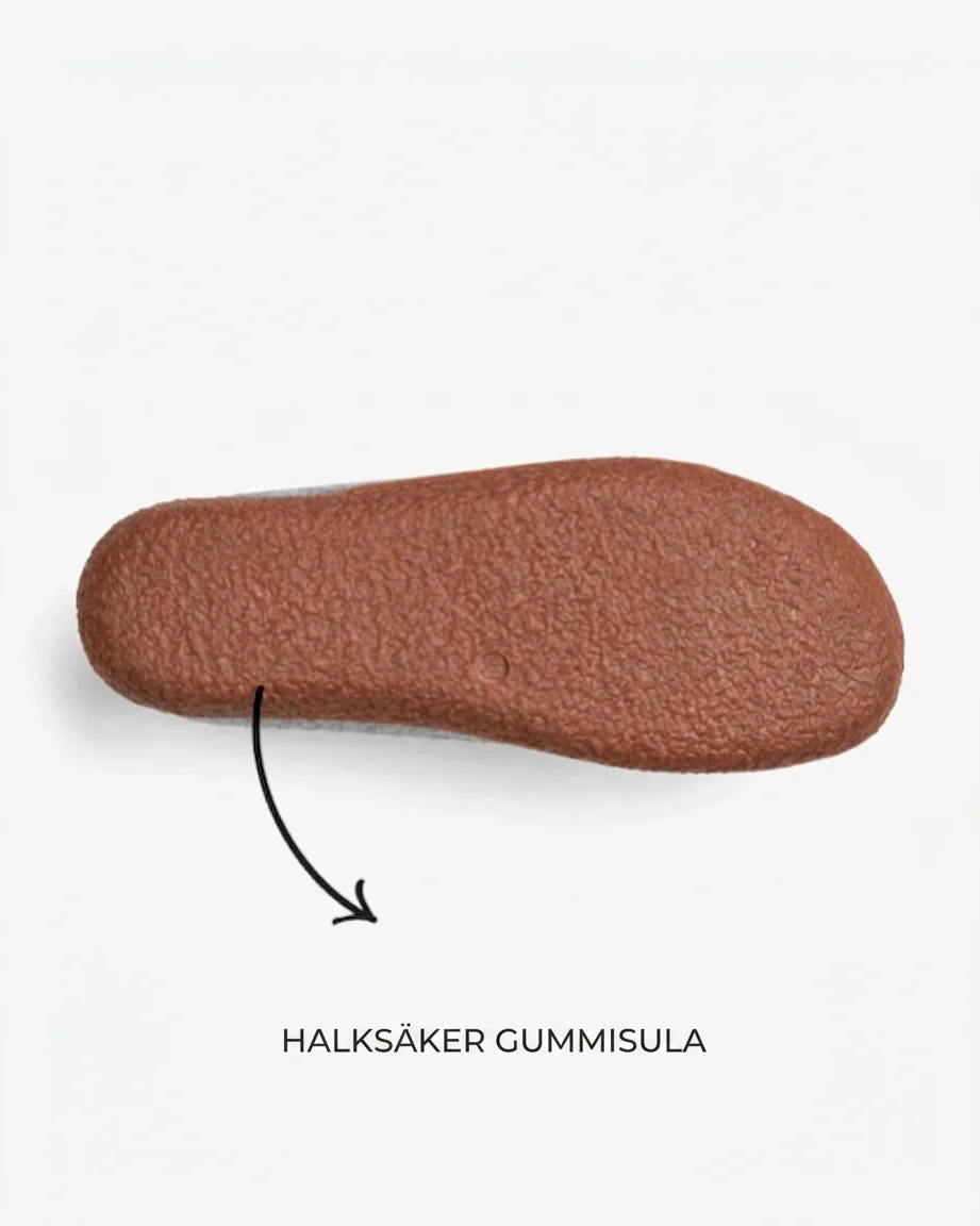 Filttofflor med gummisula – Ljusgrå - Bild 9